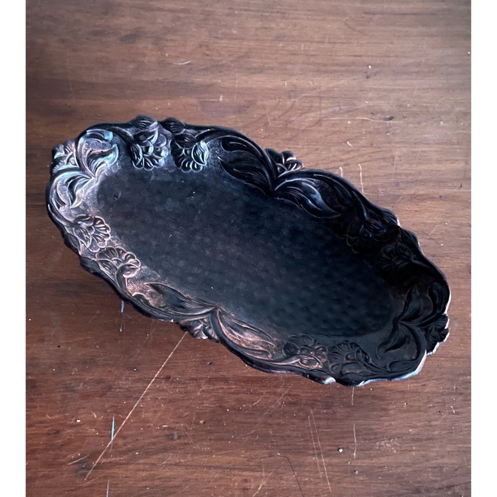 ✨Art Nouveau Style Organic Floral Ornate Design Brass Metal Decorative Tray✨
